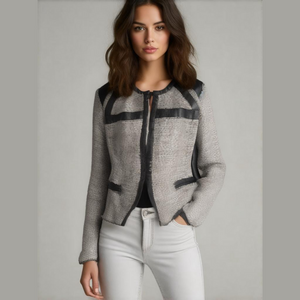 Kut from Kloth Black Tweed Vegan Leather Jacket